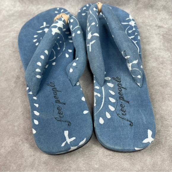 Free People ES Verdra Cotton Thong Sandals In Azure Denim Blue Size 40 US 10 - Picture 7 of 11